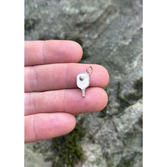 Bronze Pickleball Paddle and Ball Charm with Optional 14K Gold Filled Chain - Picture 3 of 5